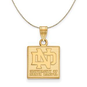 14k Yellow Gold North Dakota Small Logo Necklace - 18 Inch